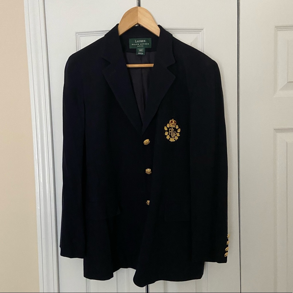 Ralph Lauren Navy Wool Crest Blazer